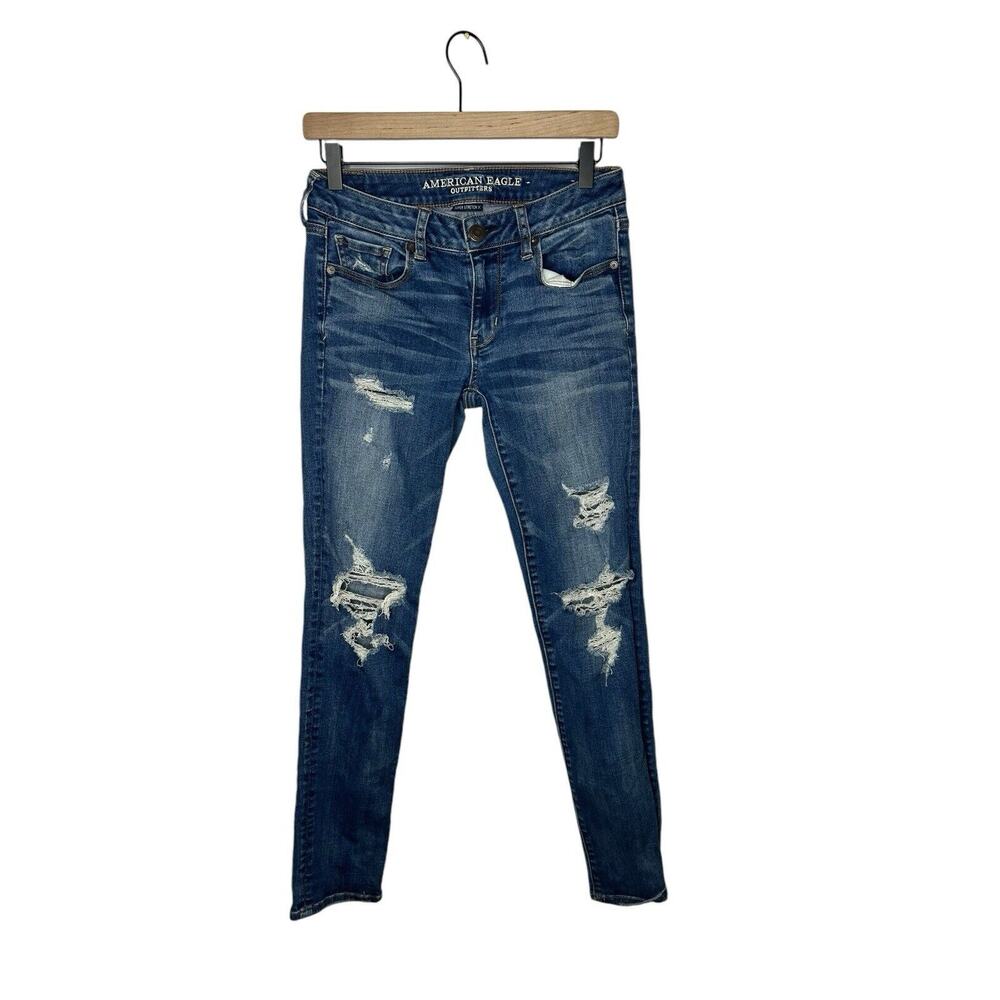 American Eagle sz 4 regular distressed skinny‎ super stretch x